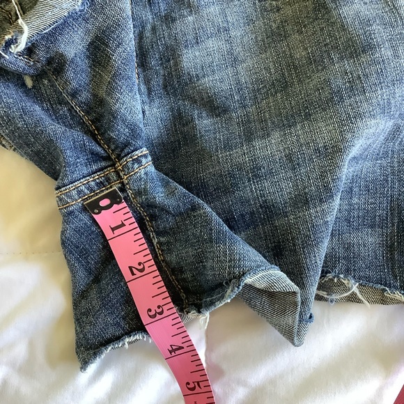 Aeropostale Jean Shorts High Waisted Shorty Size 4 Stretch Denim Blue Festival - Picture 6 of 7